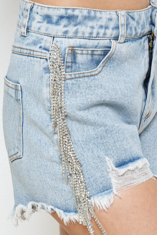 Rhinestone Denim Shorts