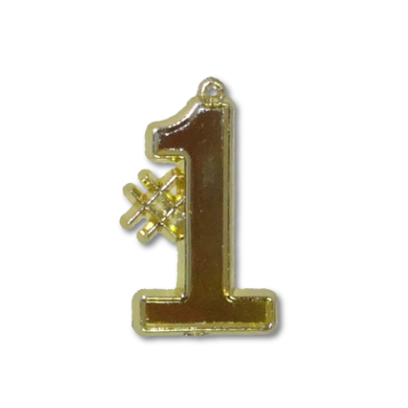 #1 Charm - 1.5" - Gold - 33 pc. pkg.