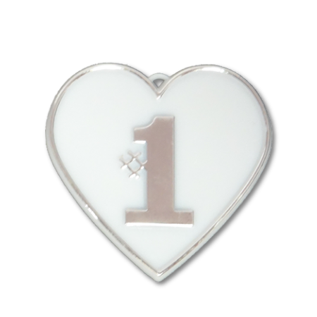 #1 Heart Charm - 2" - Silver - 23 pc. pkg.