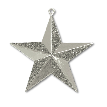 2.25" 3-D Glitter/Metallic Star - Silver - 9 pc. pkg.