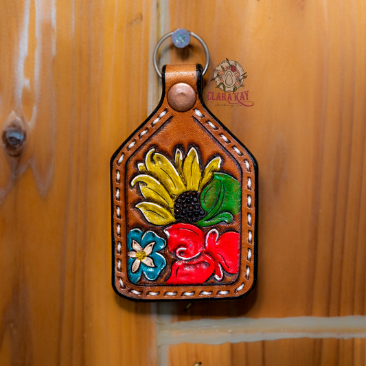 Tooled Leather Keychain