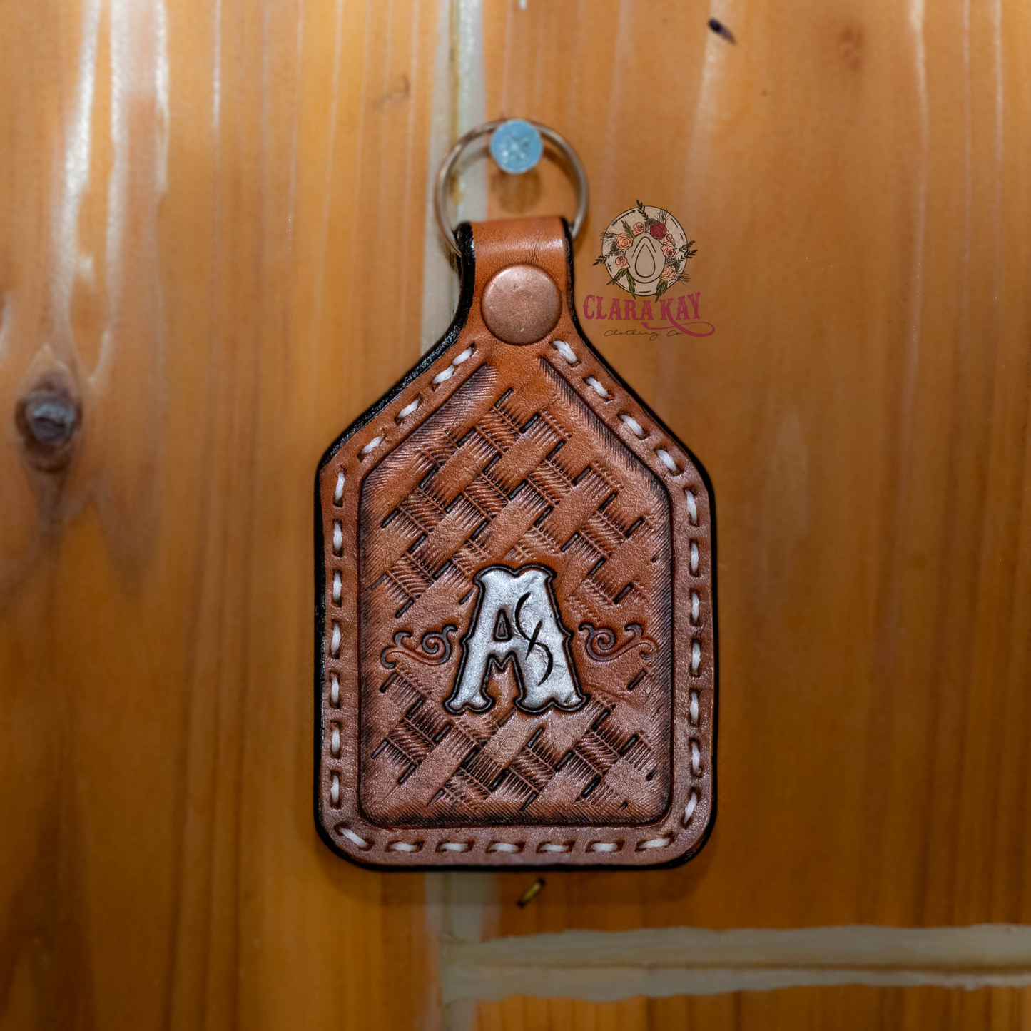 Leather Initial Keychain