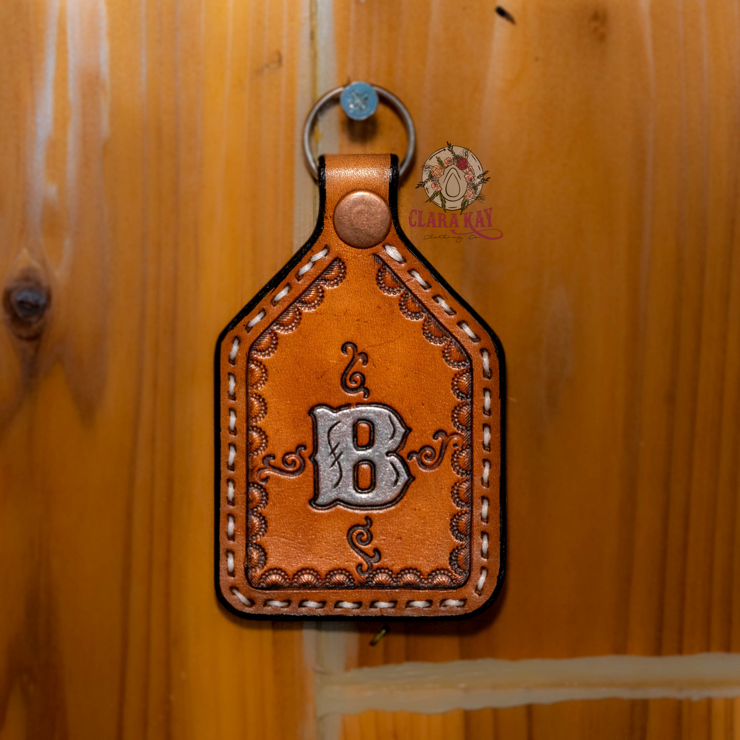 Leather Initial Keychain