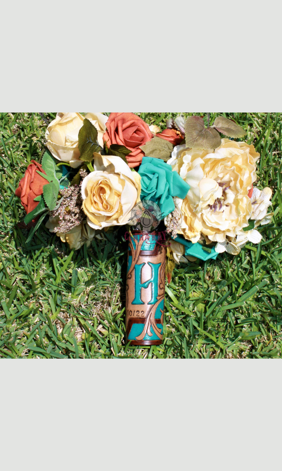 CUSTOM TOOLED LEATHER BOUQUET WRAP