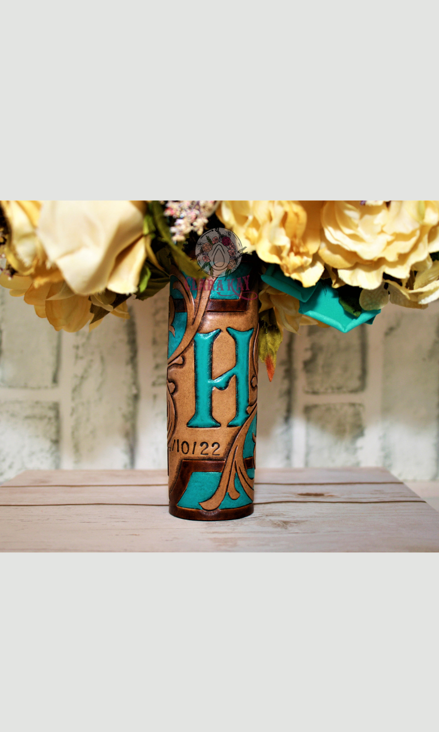 CUSTOM TOOLED LEATHER BOUQUET WRAP