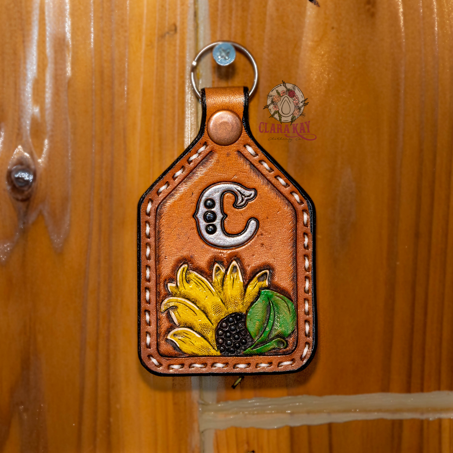 Leather Initial Keychain
