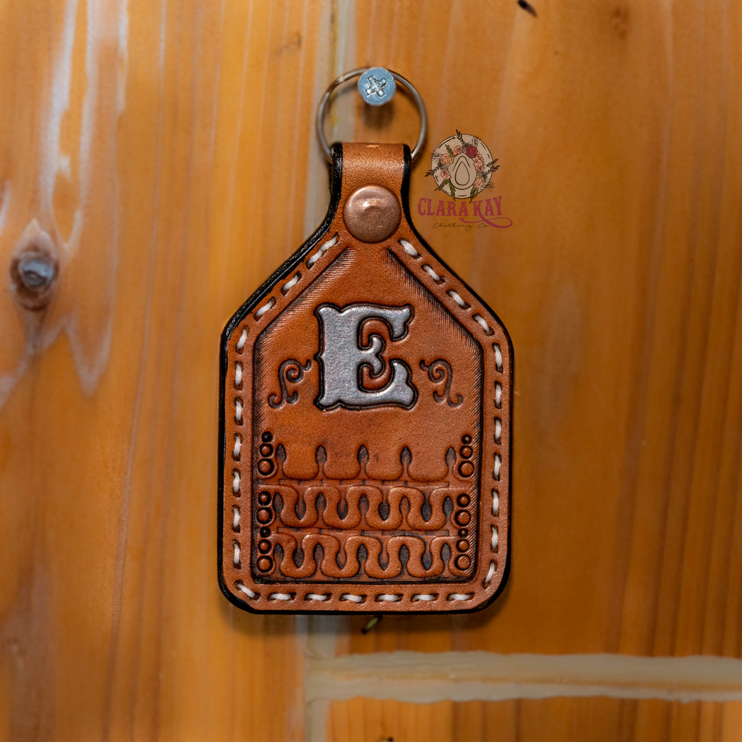 Leather Initial Keychain