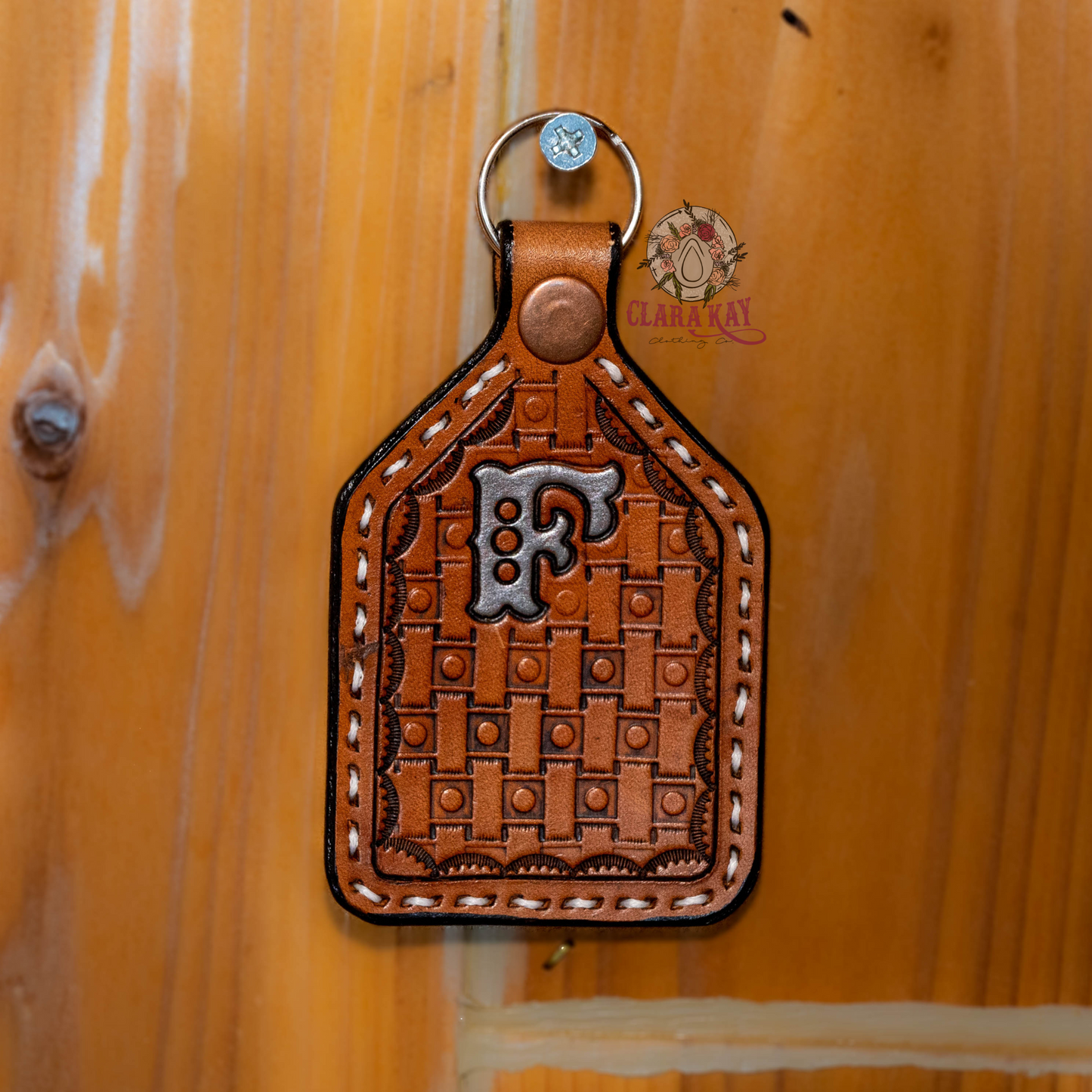 Leather Initial Keychain