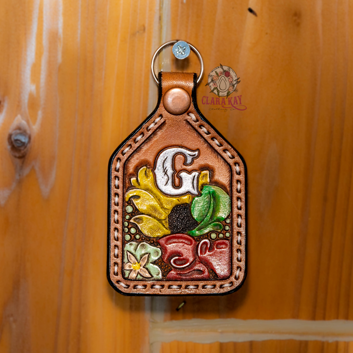 Leather Initial Keychain