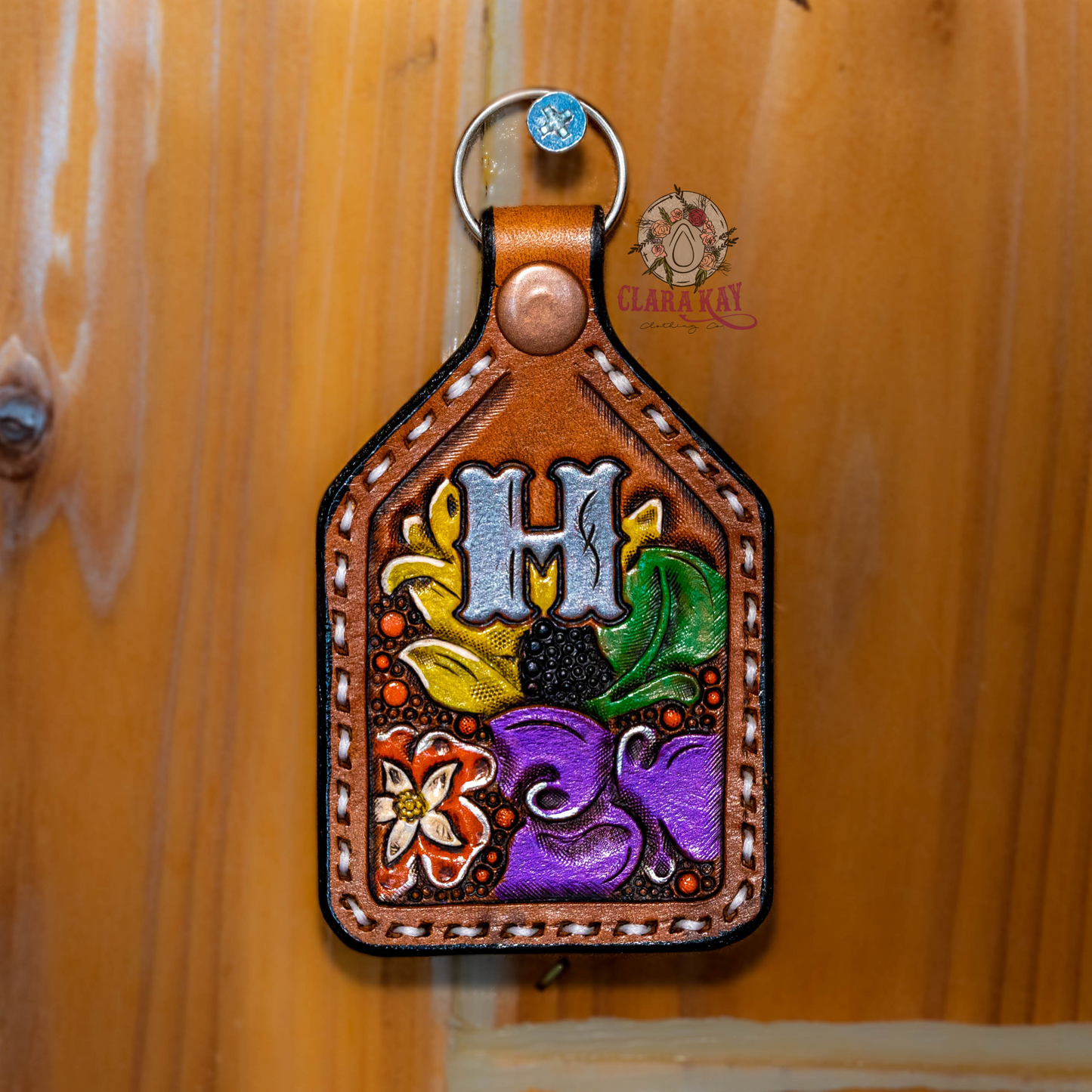 Leather Initial Keychain