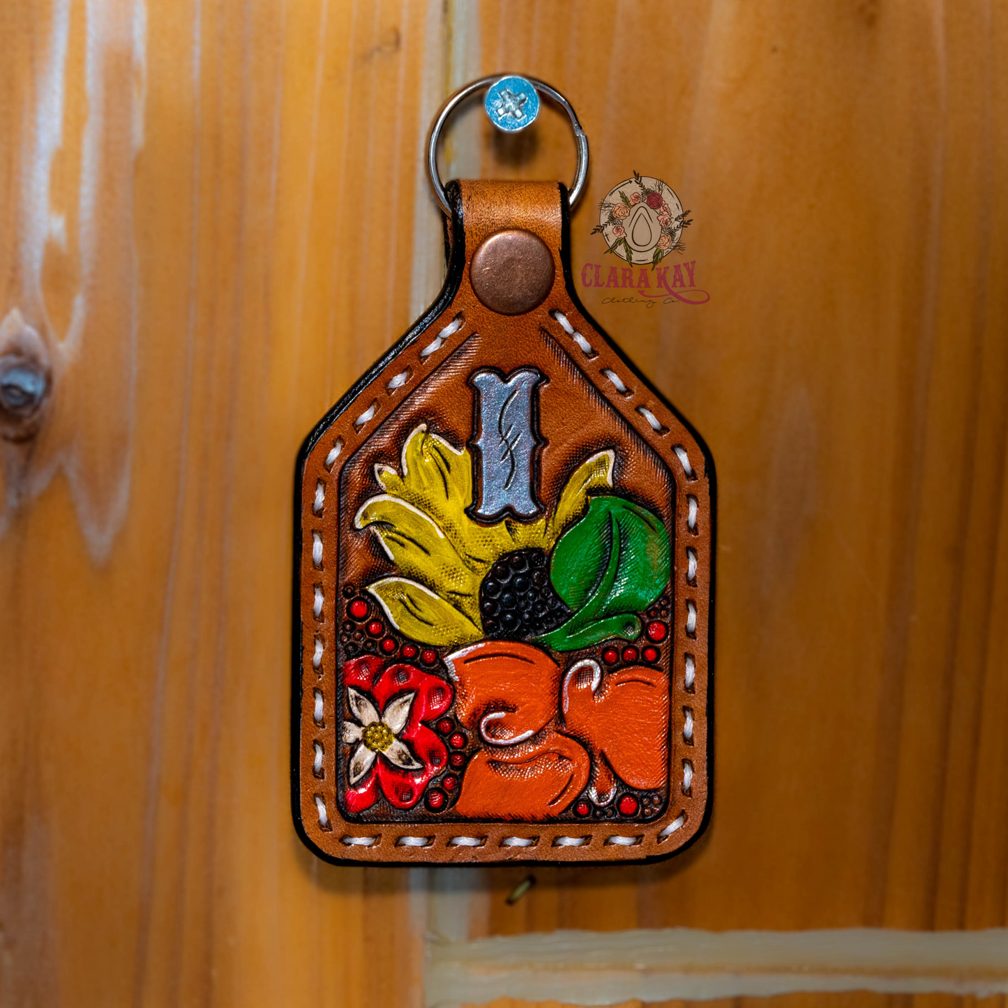 Leather Initial Keychain