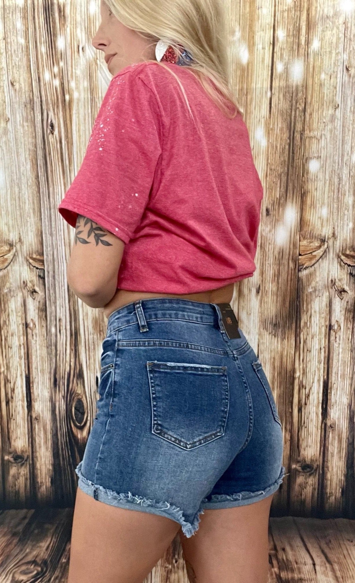 Dark Wash High Rise Denim Shorts