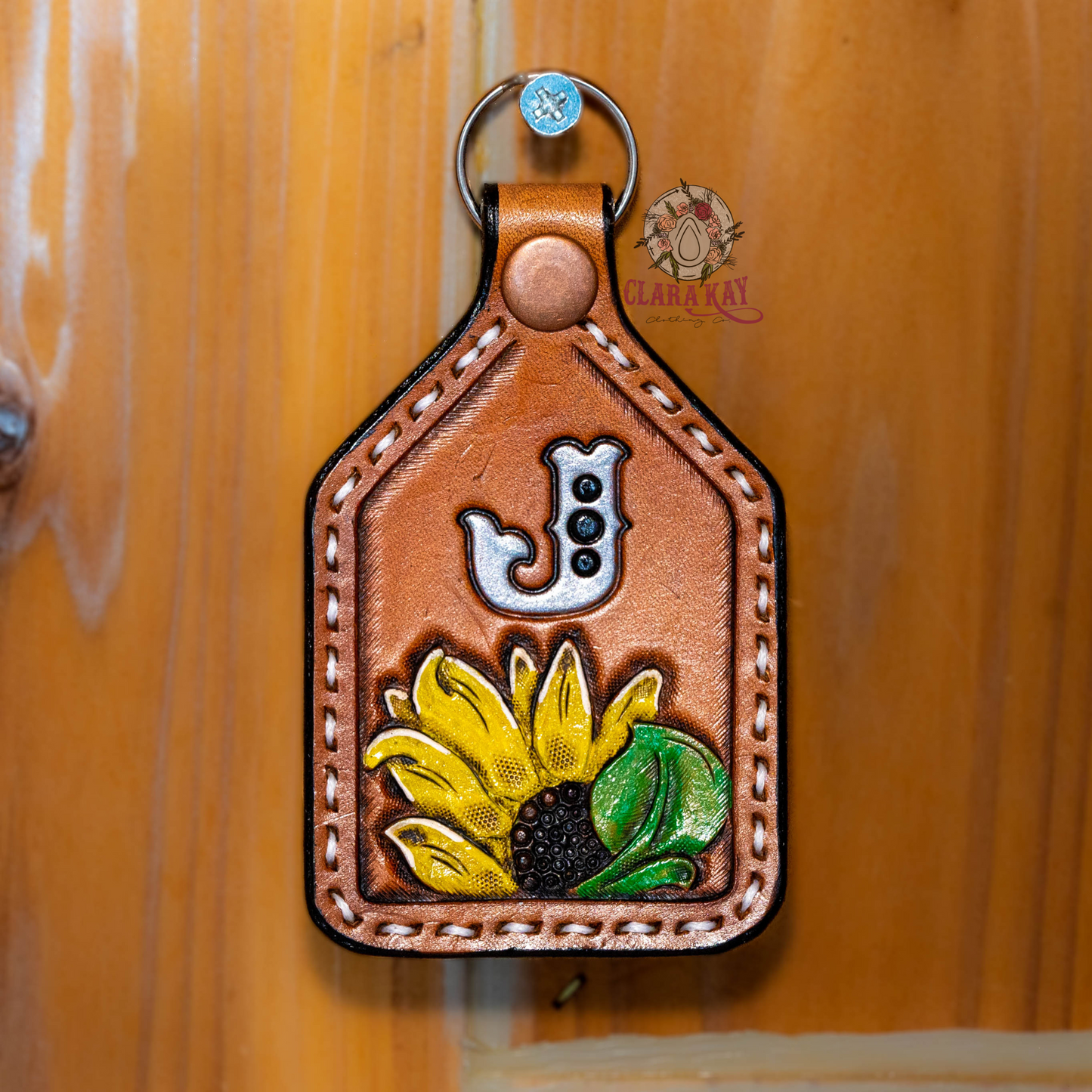 Leather Initial Keychain