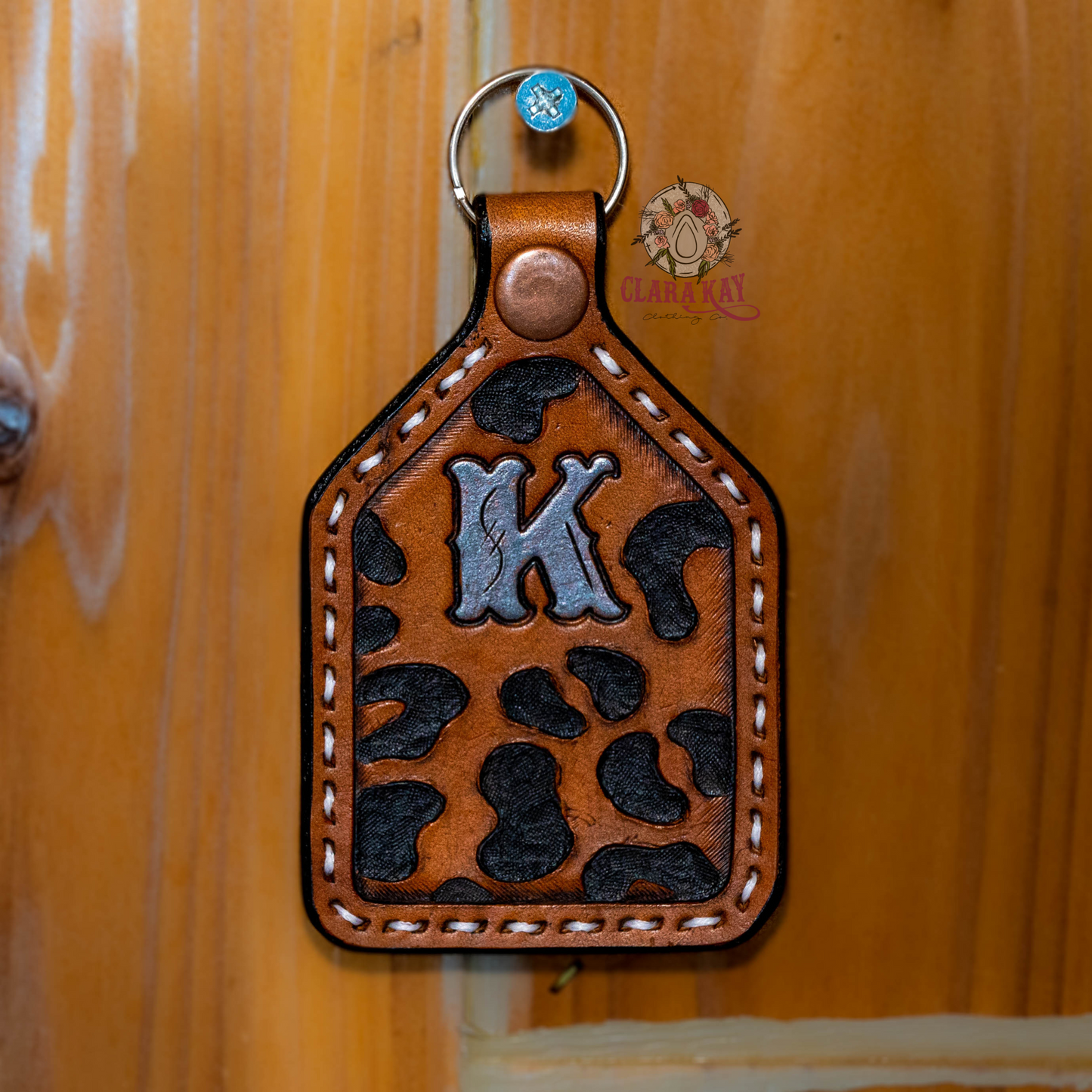 Leather Initial Keychain