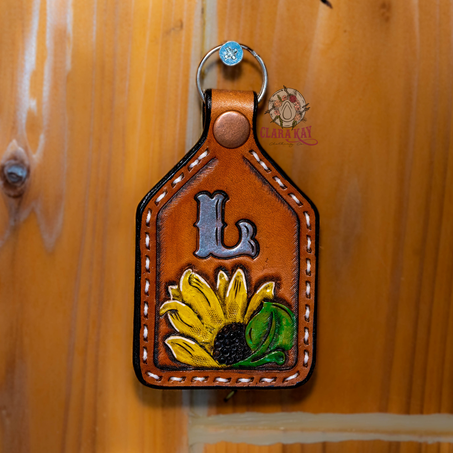 Leather Initial Keychain