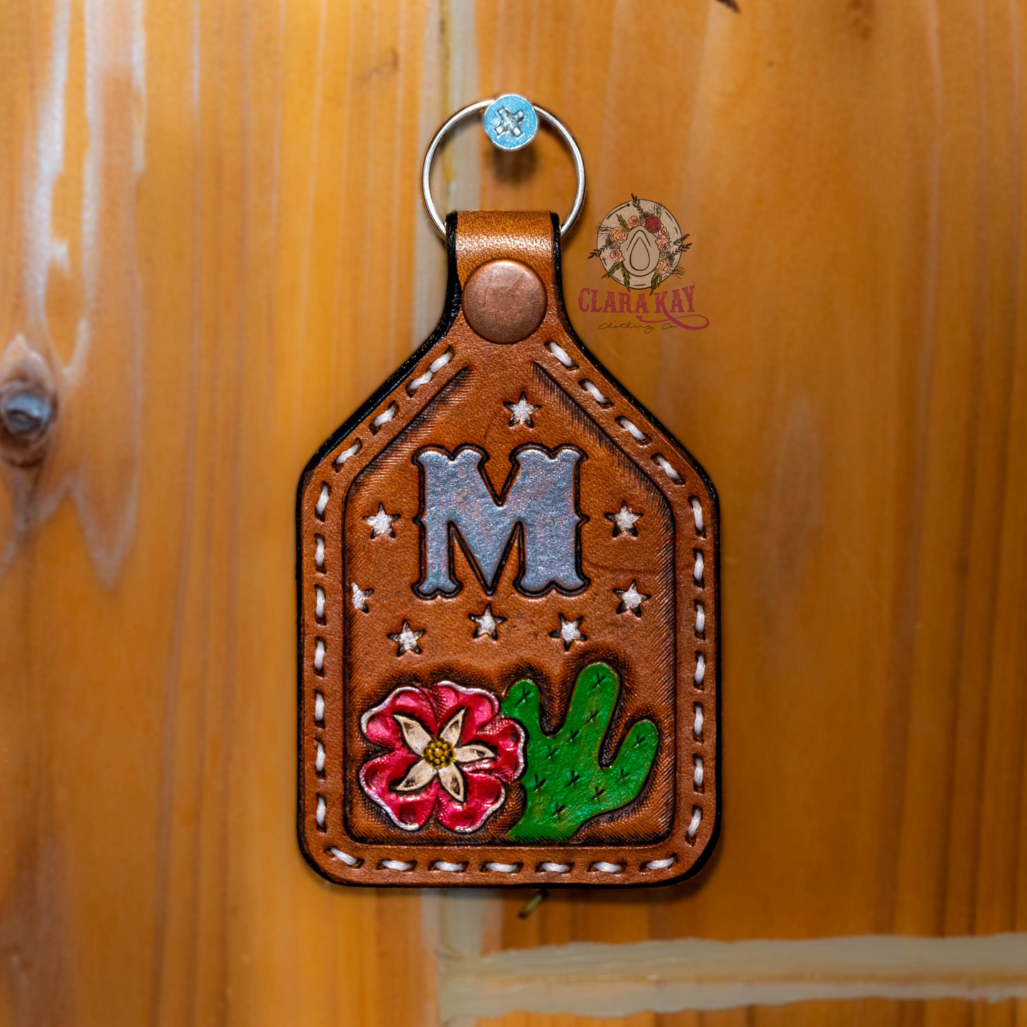 Leather Initial Keychain