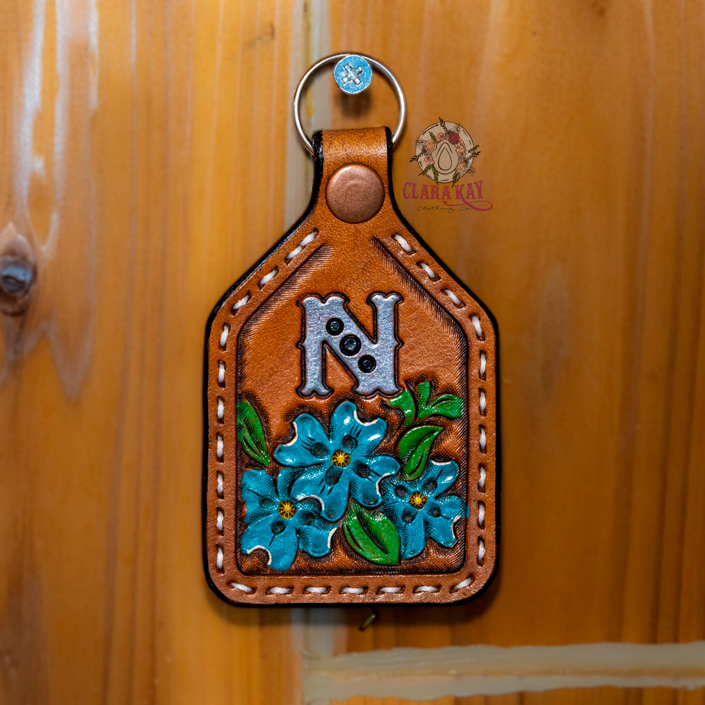 Leather Initial Keychain