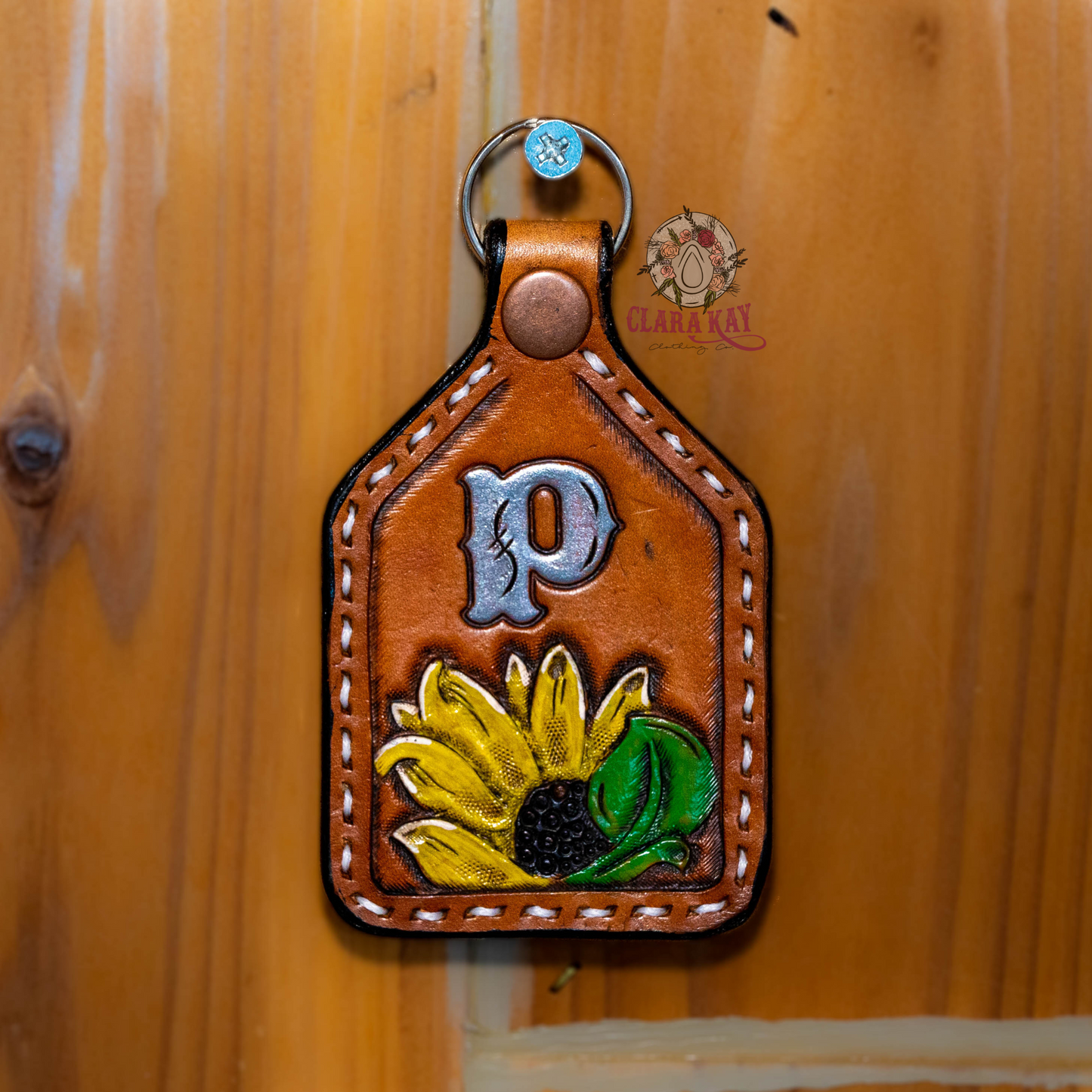 Leather Initial Keychain