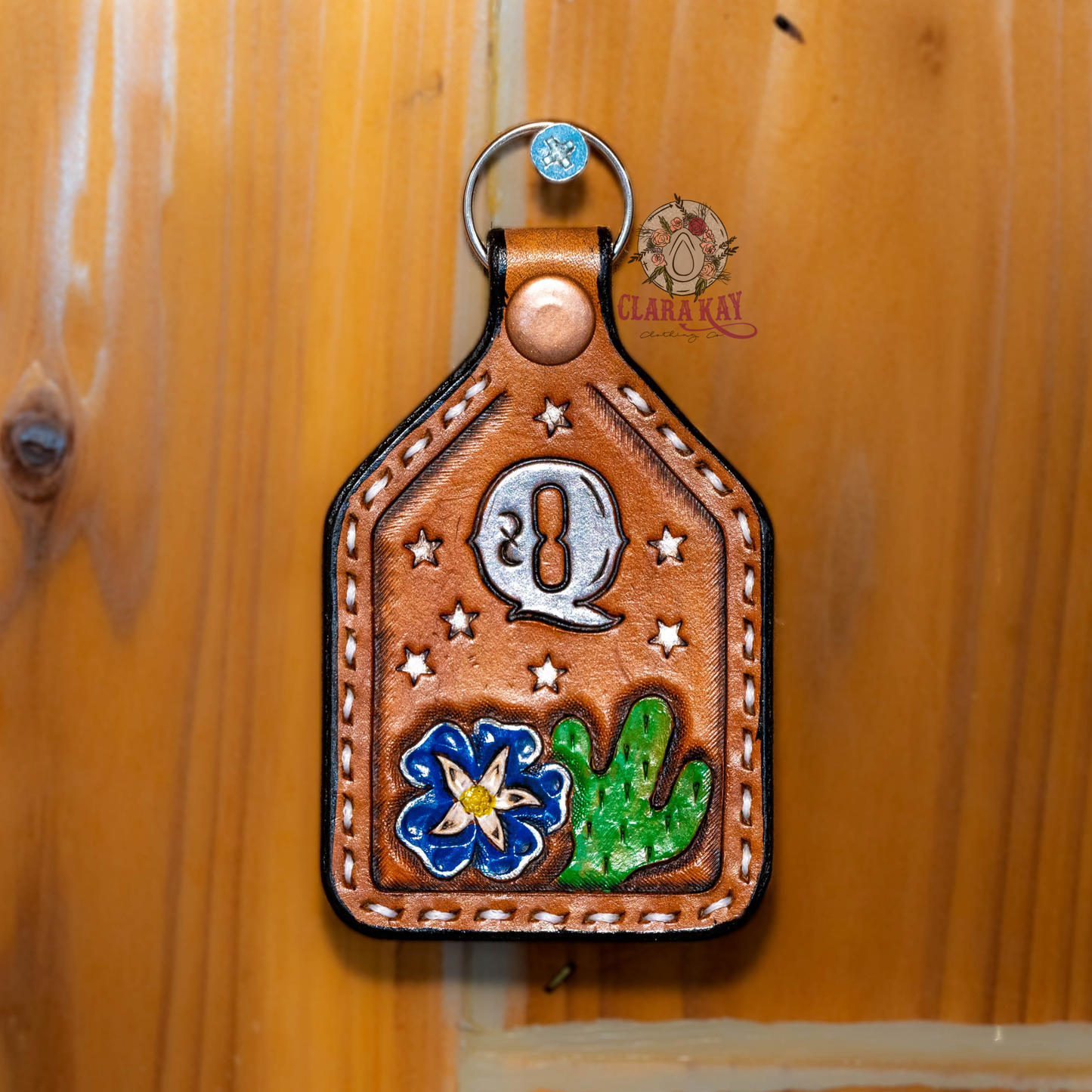 Leather Initial Keychain