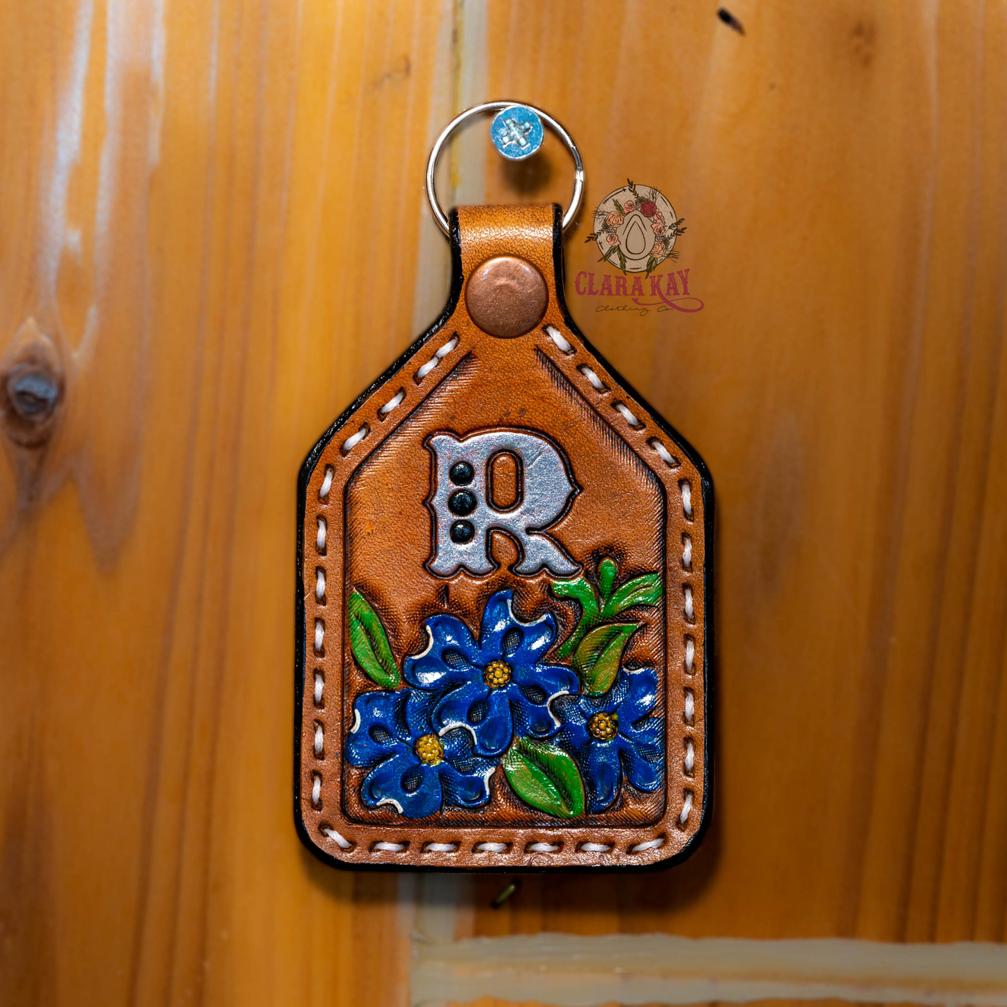 Leather Initial Keychain