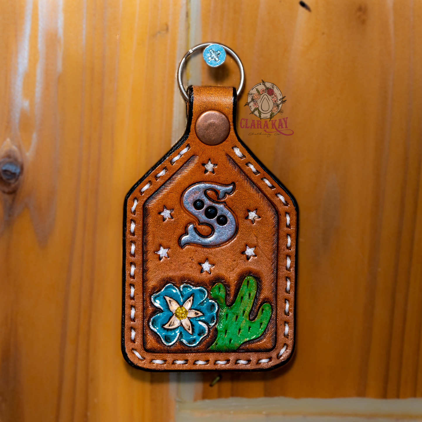 Leather Initial Keychain