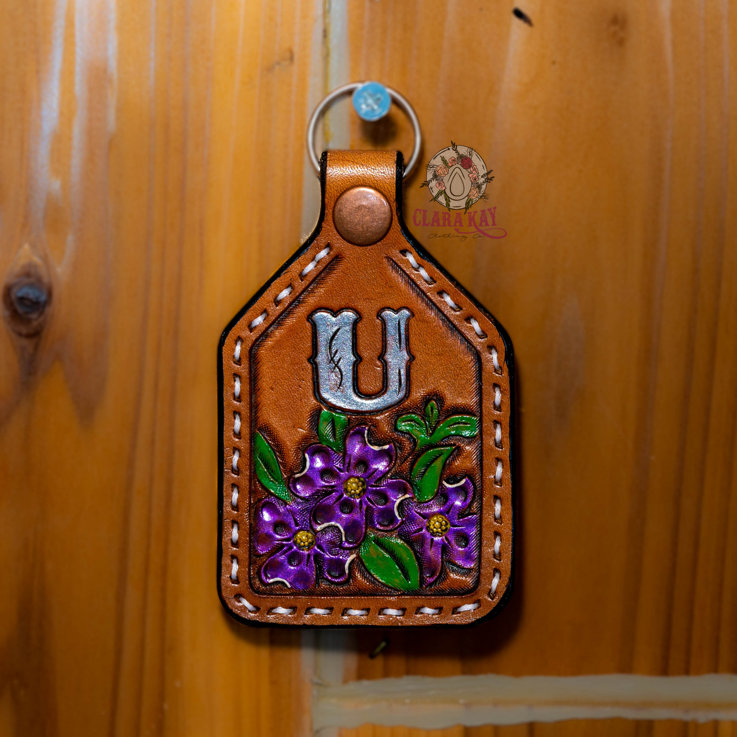 Leather Initial Keychain