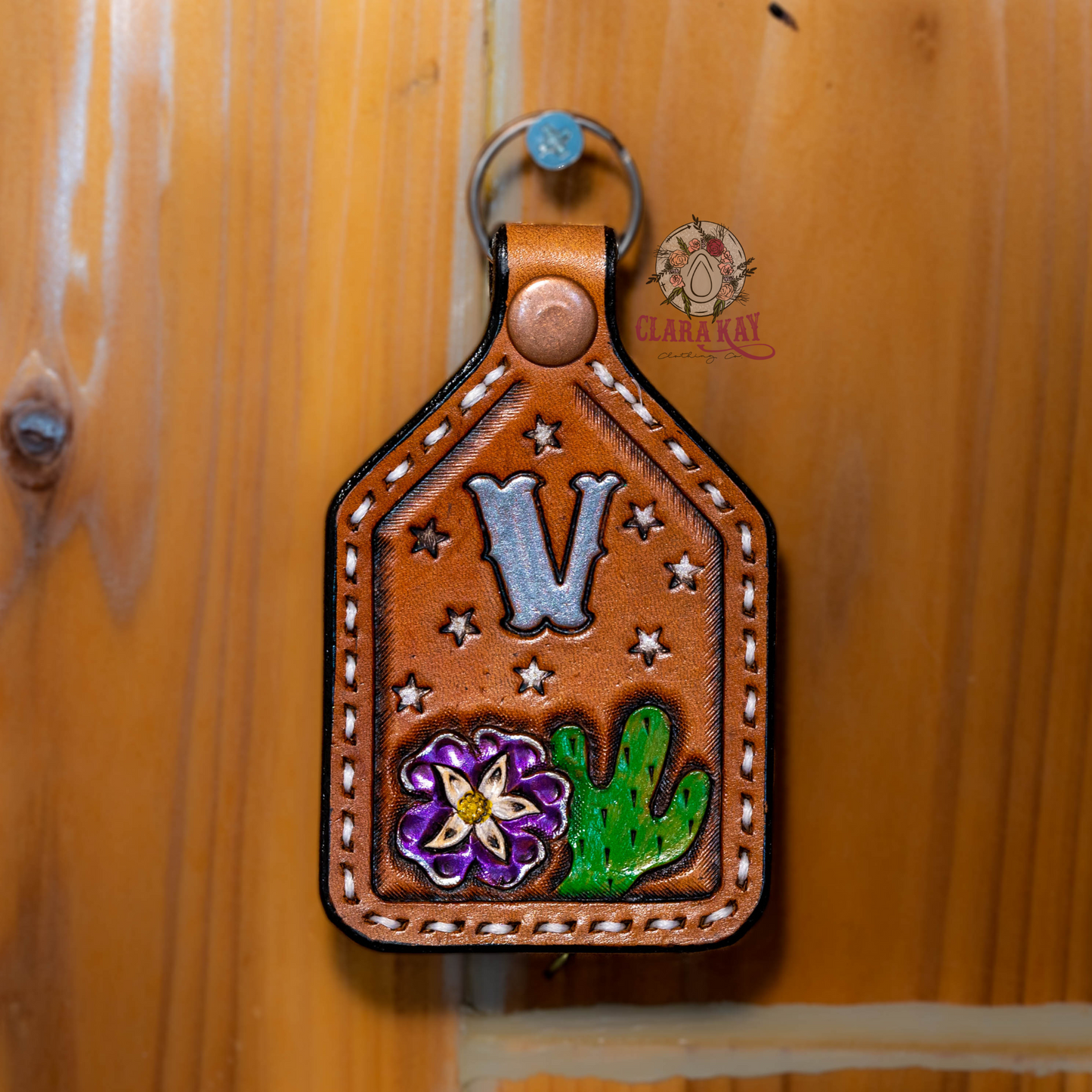 Leather Initial Keychain