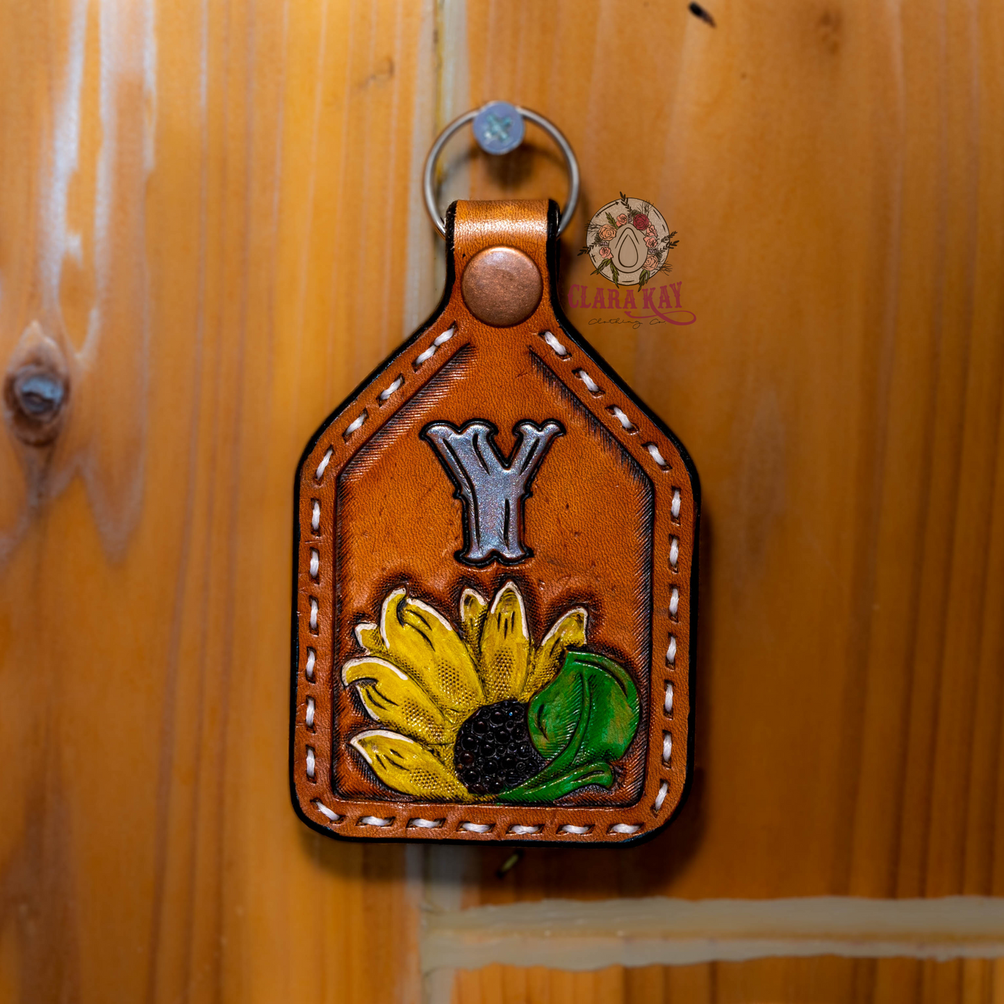 Leather Initial Keychain