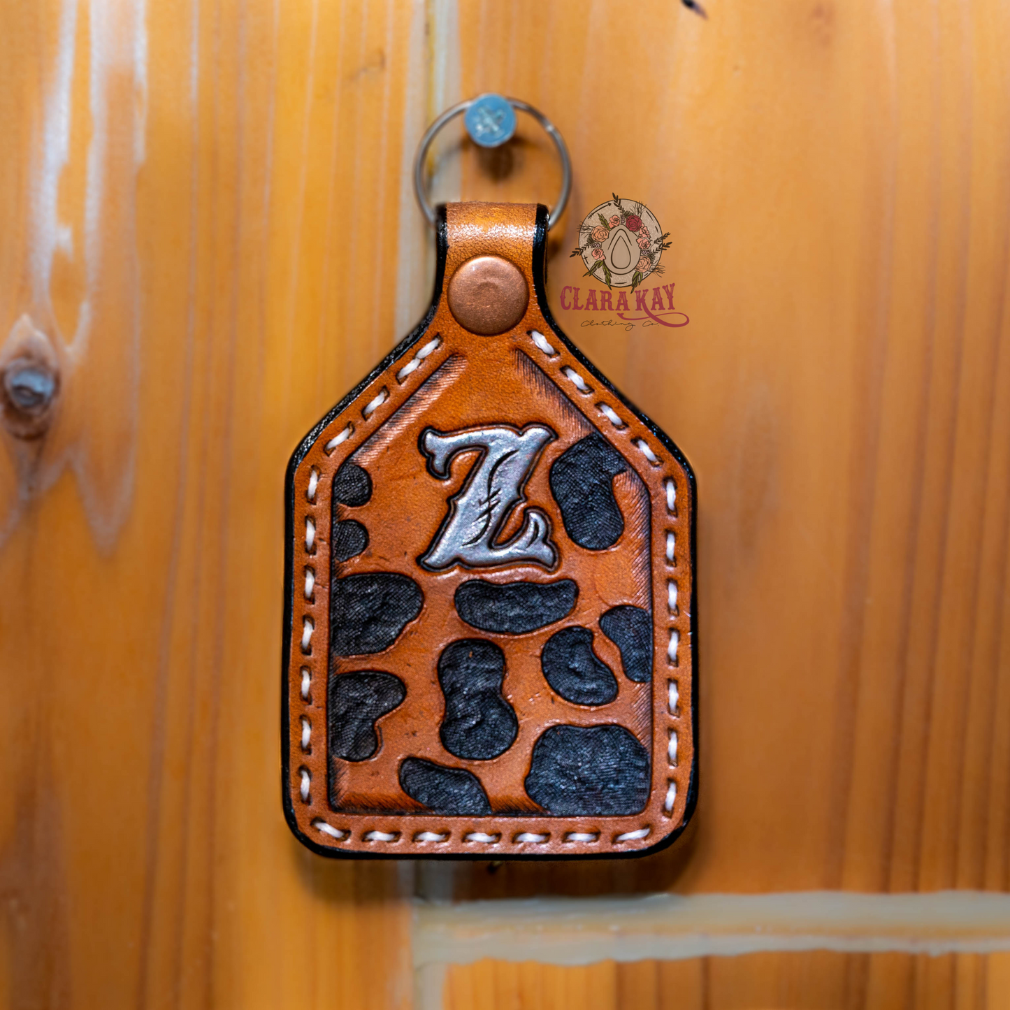 Leather Initial Keychain