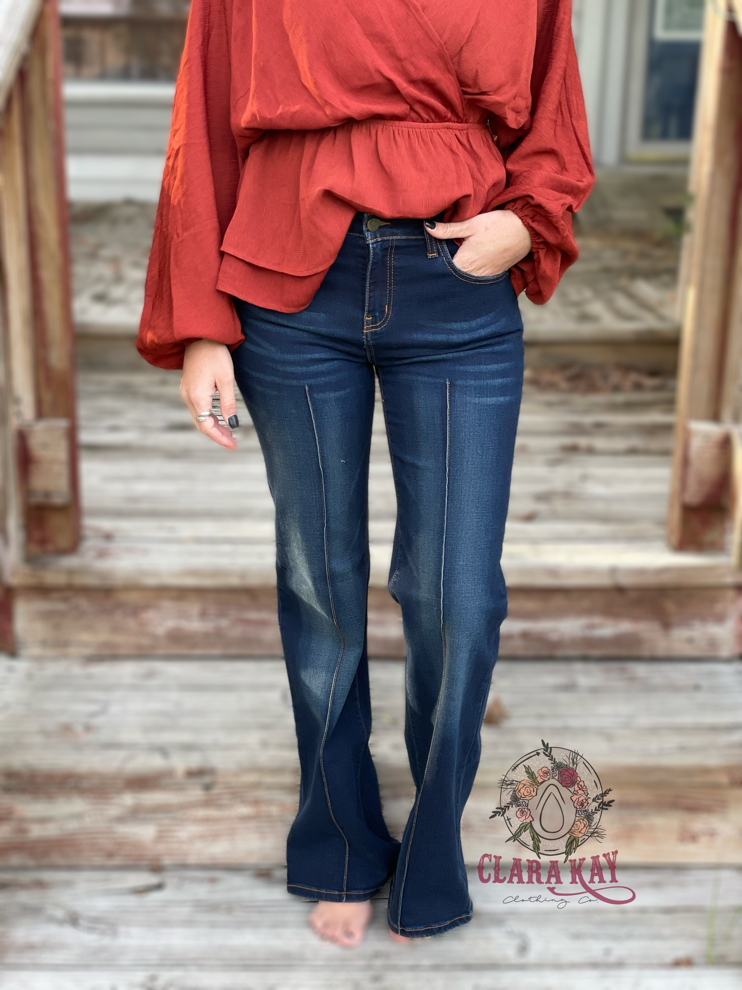 Tea Stain Wide Leg Creased Jeans