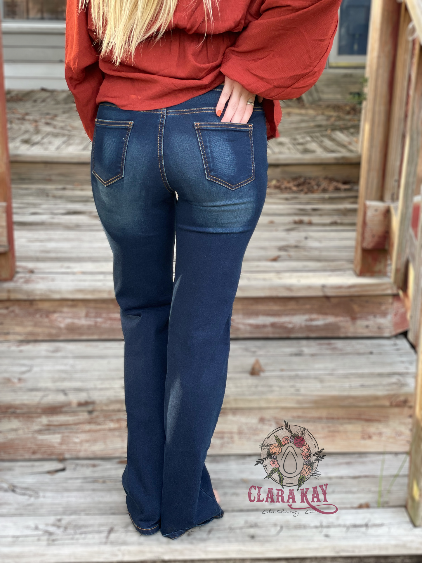 Tea Stain Wide Leg Creased Jeans