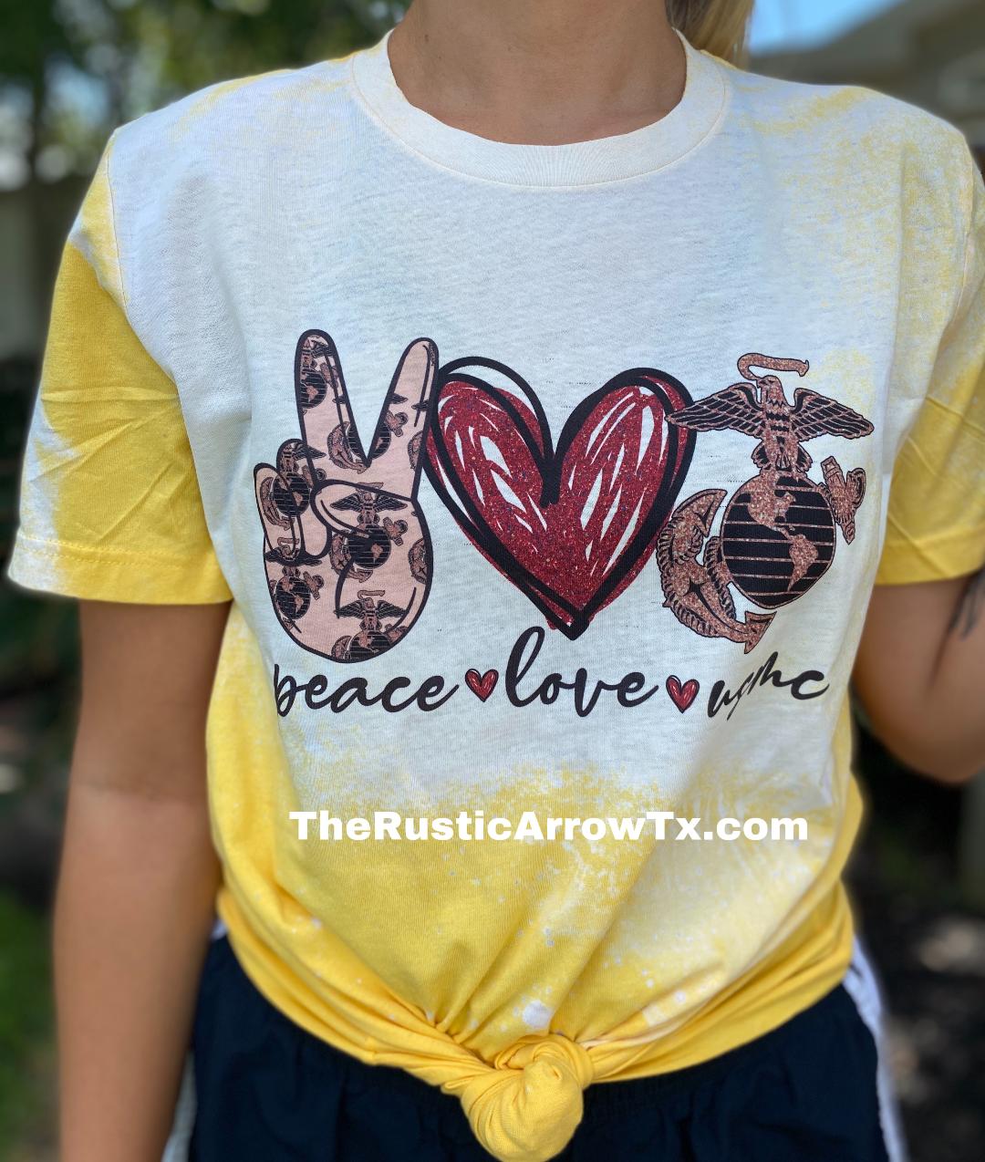 Peace Love USMC Bleached Tee