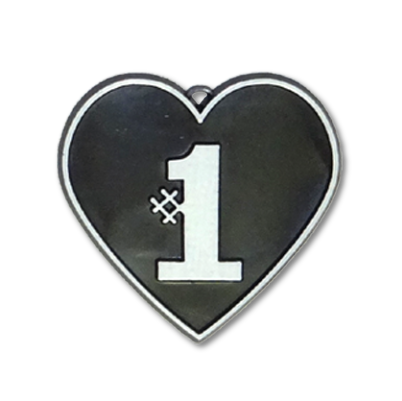 #1 Heart Charm - 2" - Black - 12 pc. pkg.
