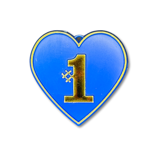 #1 Heart Charm - 2" - Royal/Gold - 12 pc. pkg.