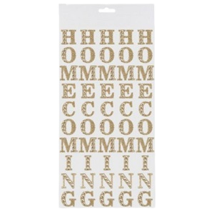 1" Gold Rhinestone & Glitter Homecoming Letter (5 Per Sheet)