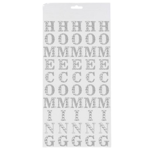 1" Silver Rhinestone & Glitter Homecoming Letter (5 Per Sheet)