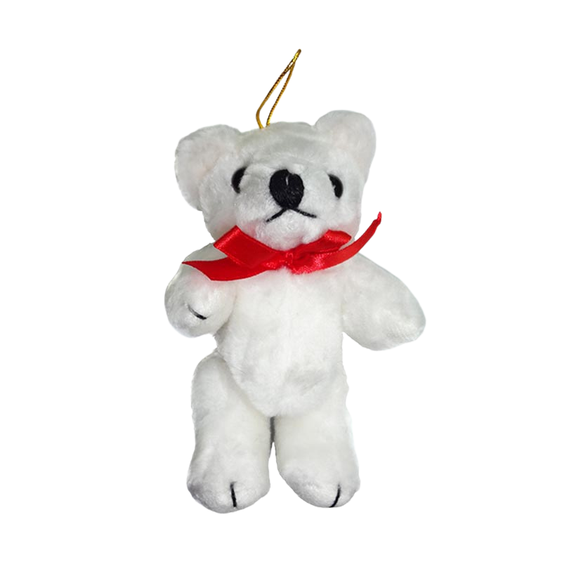 5" Jointed Plush Bear - White/Red - 12 pc. pkg.