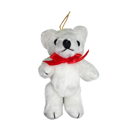 5" Jointed Plush Bear - White/Red - 12 pc. pkg.