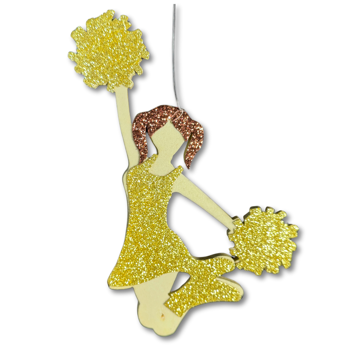 Glitter Foam Cheerleader w/ poms - Gold -  6pc. pkg.