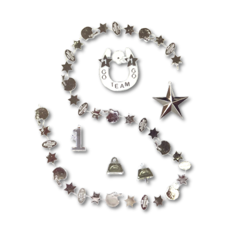 Football Trinket Asst. - Silver - 6 pc. pkg.