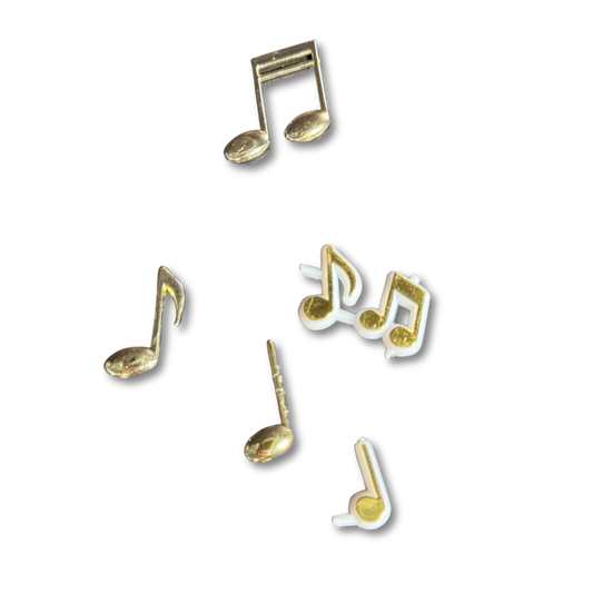 Music Notes 1" - Gold - 6 Styles 31 pc. pkg.