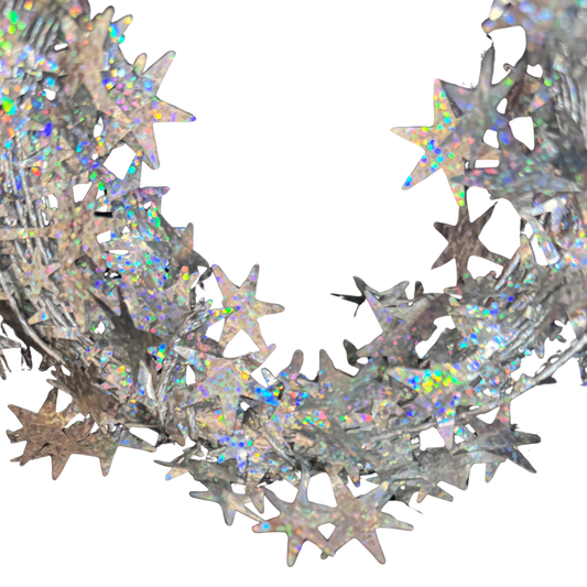 Star Foil Garland - Holographic Silver - Lot