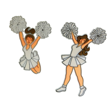 Cheerleaders - 3" - Silver - 2 Styles Per pkg.
