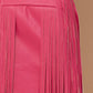 Pink Studded Fringe Mini Skirt