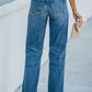 High-Rise Distressed Raw Hem Jeans