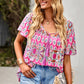 Bohemian Tied Flutter Sleeve Blouse