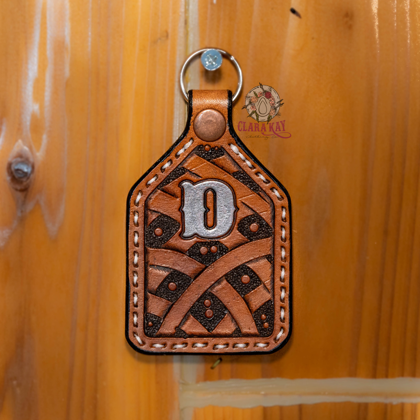 Leather Initial Keychain