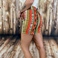 Aztec Mid Rise Linen Shorts