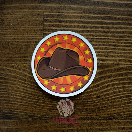 Round Cowboy Hat-Sticker