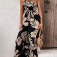 Printed Strapless Wide Leg Jumpsuit with Pockets